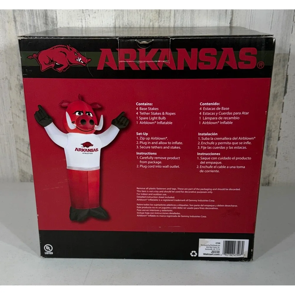 Arkansas Razorbacks‎ NCAA Mascot Inflatable Blow Up 7ft Yard Decoration New READ